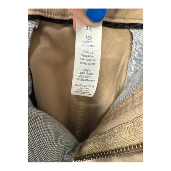 Lululemon ABC Slim Pants, Men’s Tech Pants, Commuter Pants Tan Size 34 Utilitech - Picture 14 of 16
